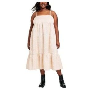 Kika Vargas x Target Midi Dress Textured Empire Waist Cream Women Sz 3X NWT